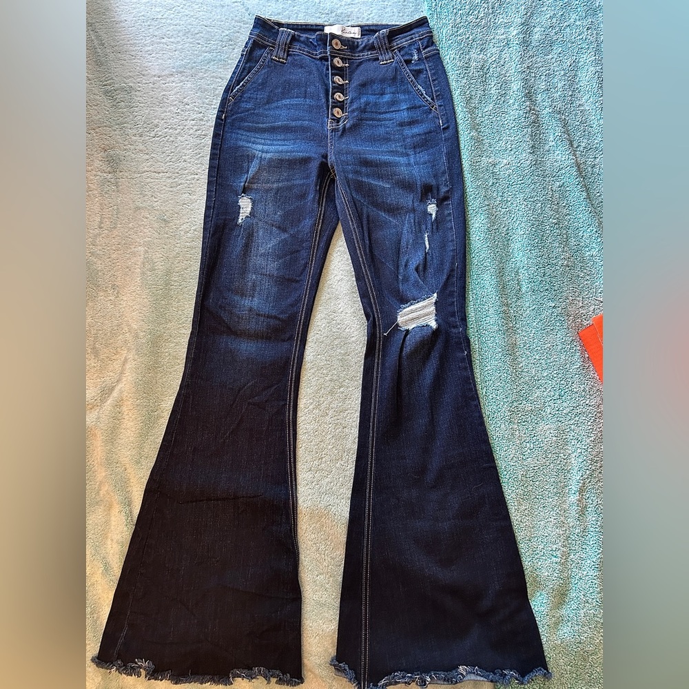 Kancan Womens High Rise Super Flare jeans
